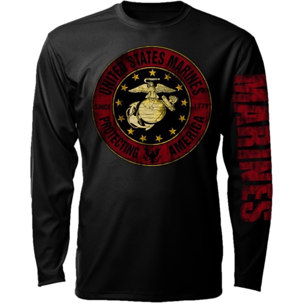 US Marine Corp Long Sleeve Black T-Shirt - Picture 1 of 1